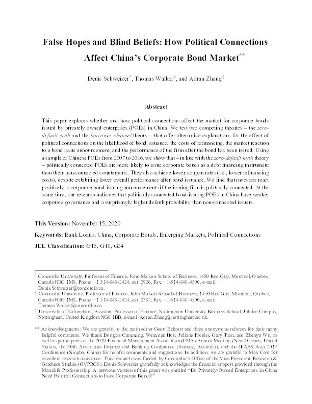 False hopes and blind beliefs: How political connections affect China's corporate bond market Thumbnail