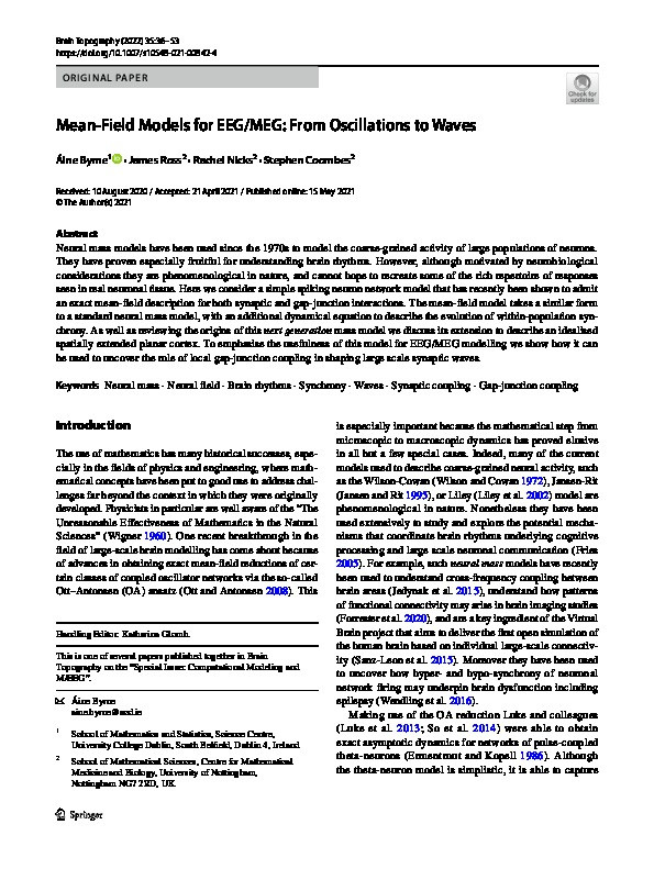 Mean-Field Models for EEG/MEG: From Oscillations to Waves Thumbnail