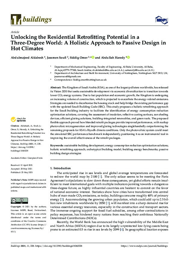 Unlocking the Residential Retrofitting Potential in a Three-Degree World: A Holistic Approach to Passive Design in Hot Climates Thumbnail