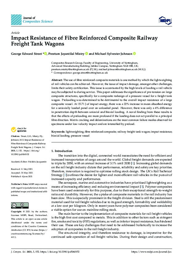 Impact resistance of fibre reinforced composite railway freight tank wagons Thumbnail