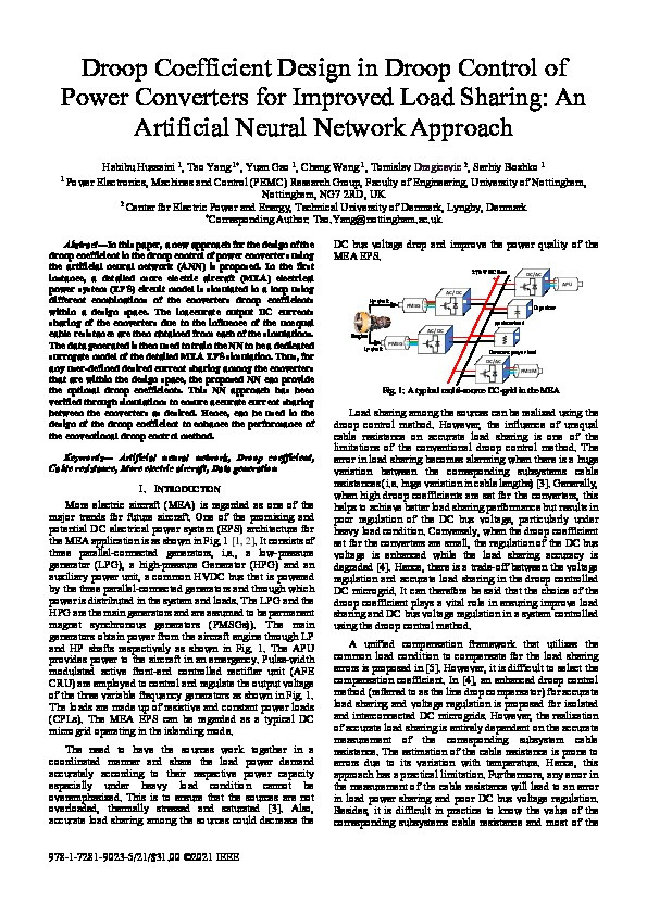 Droop Coefficient Design in Droop Control of Power Converters for Improved Load Sharing: An Artificial Neural Network Approach Thumbnail