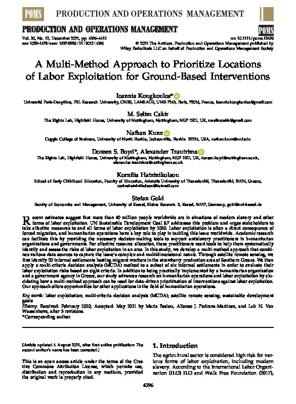 A Multi-Method Approach to Prioritize Locations of Labor Exploitation for Ground-Based Interventions Thumbnail