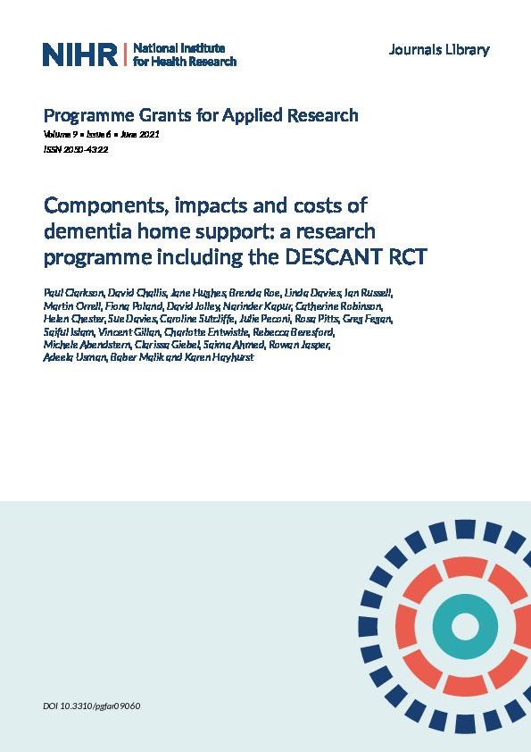 Components, impacts and costs of dementia home support: a research programme including the DESCANT RCT Thumbnail