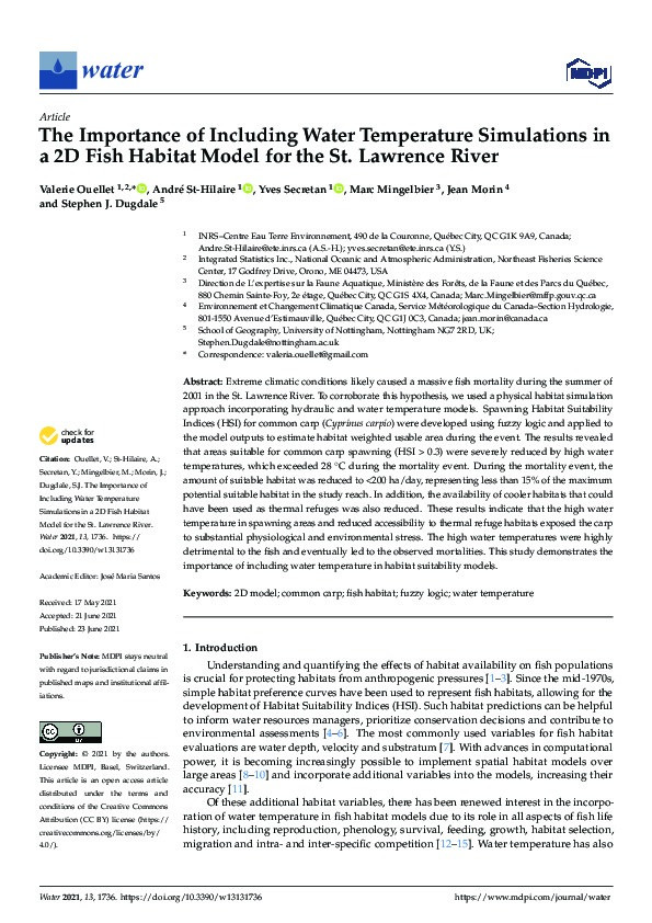The Importance of Including Water Temperature Simulations in a 2D Fish Habitat Model for the St. Lawrence River Thumbnail