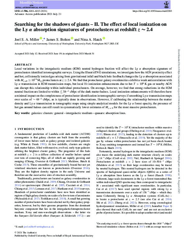 Searching for the shadows of giants II: the effect of local ionisation on the Lyman-alpha absorption signatures of protoclusters at redshift  z=2.4 Thumbnail