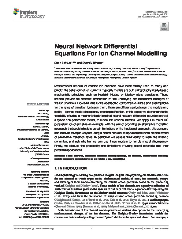 Neural Network Differential Equations For Ion Channel Modelling Thumbnail