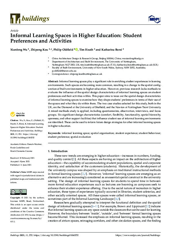 Informal Learning Spaces in Higher Education: Student Preferences and Activities Thumbnail