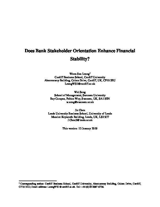 Does bank stakeholder orientation enhance financial stability? Thumbnail
