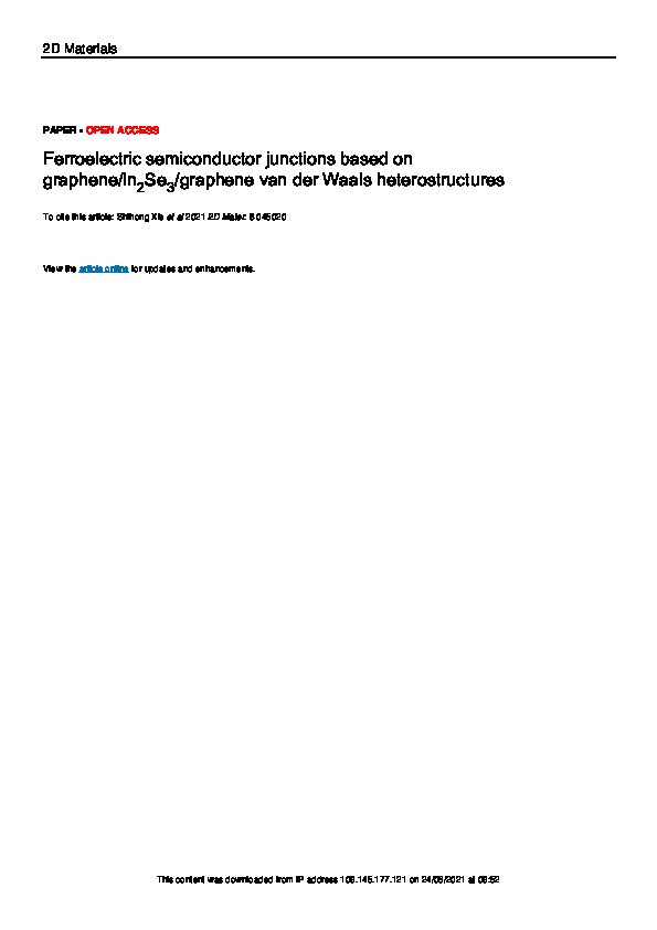 Ferroelectric semiconductor junctions based on graphene/In2Se3/graphene van der Waals heterostructures Thumbnail