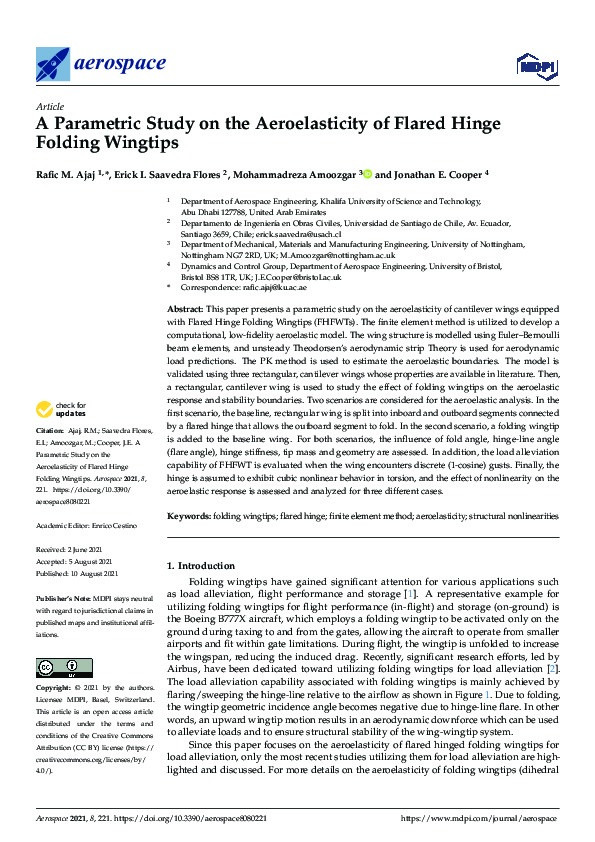 A Parametric Study on the Aeroelasticity of Flared Hinge Folding Wingtips Thumbnail