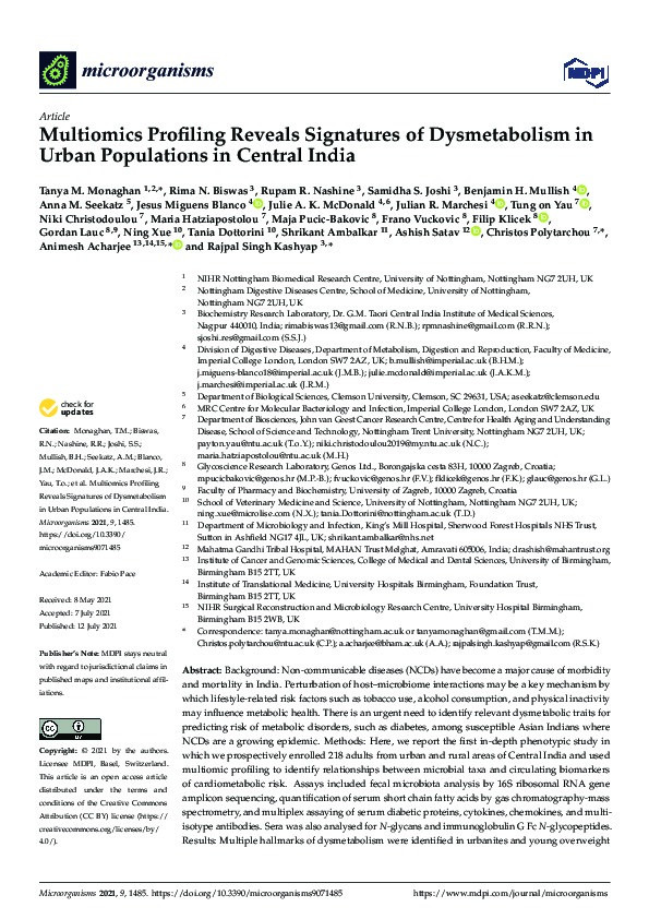 Multiomics Profiling Reveals Signatures of Dysmetabolism in Urban Populations in Central India Thumbnail