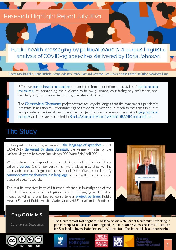 Public health messaging by political leaders: a corpus linguistic analysis of COVID-19 speeches delivered by Boris Johnson Thumbnail