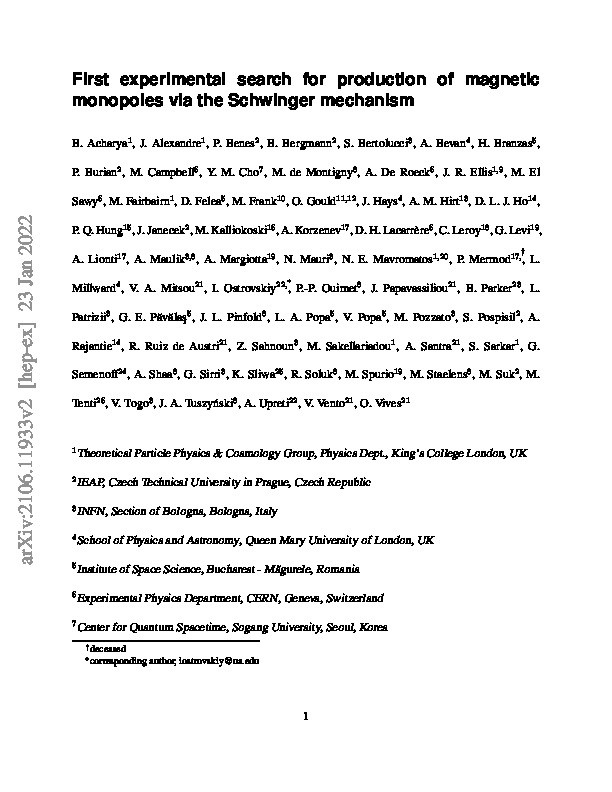 Search for magnetic monopoles produced via the Schwinger mechanism Thumbnail