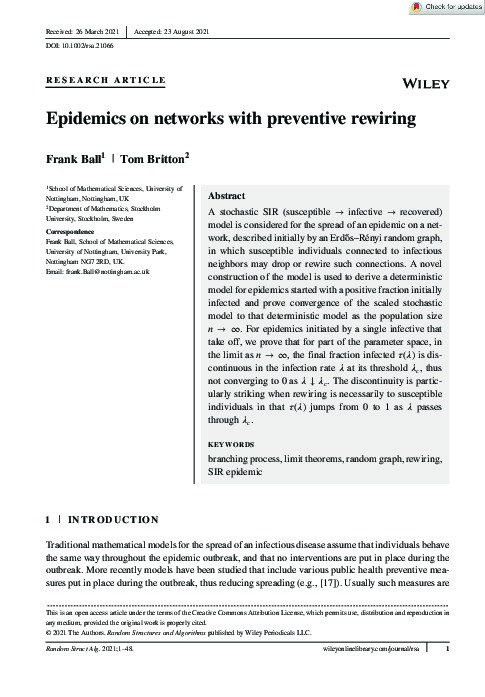 Epidemics on networks with preventive rewiring Thumbnail