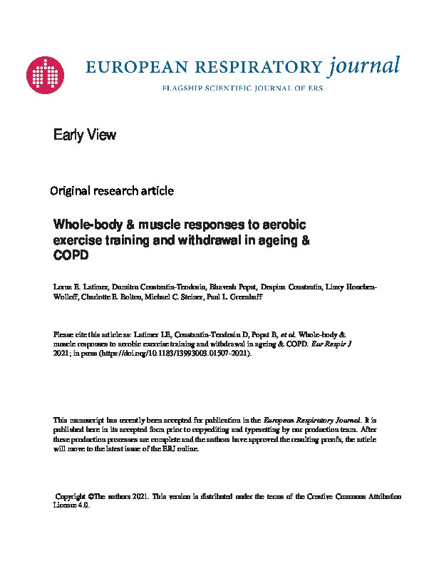 Whole-body and muscle responses to aerobic exercise training and withdrawal in ageing and COPD Thumbnail