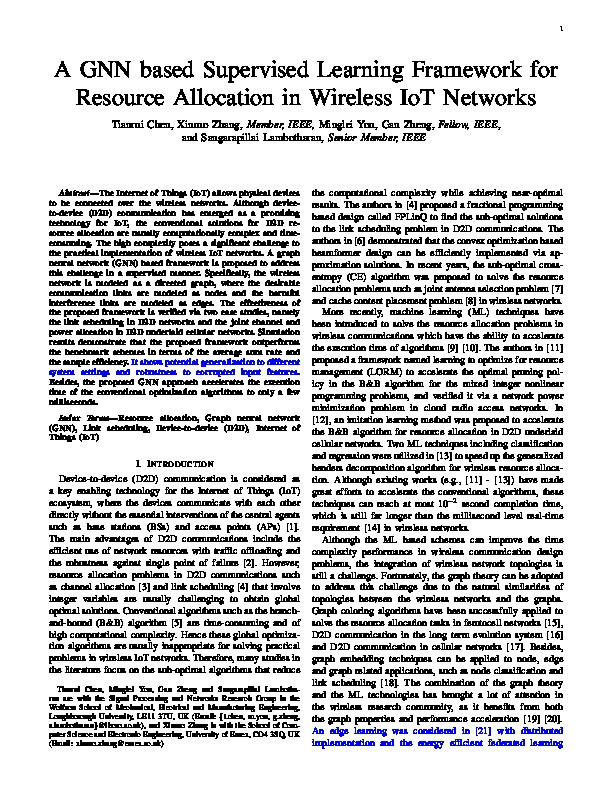 A GNN-Based Supervised Learning Framework for Resource Allocation in Wireless IoT Networks Thumbnail
