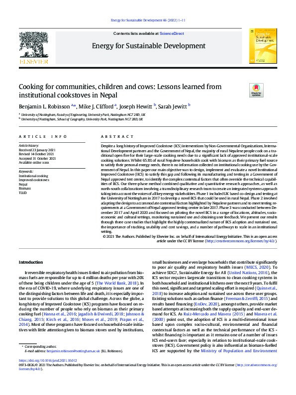 Cooking for communities, children and cows: Lessons learned from institutional cookstoves in Nepal Thumbnail