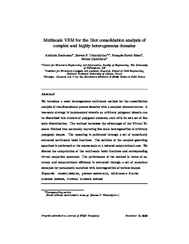 Multiscale VEM for the Biot consolidation analysis of complex and highly heterogeneous domains Thumbnail