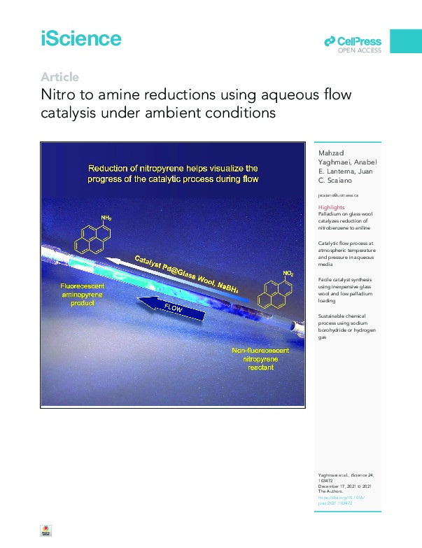 Nitro to amine reductions using aqueous flow catalysis under ambient conditions Thumbnail