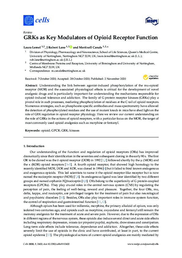 GRKs as Key Modulators of Opioid Receptor Function Thumbnail