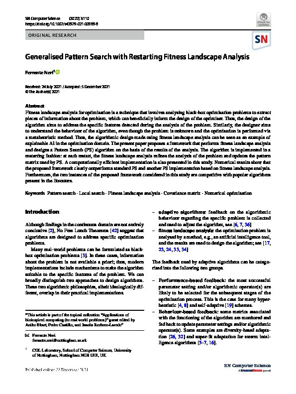 Generalised Pattern Search with Restarting Fitness Landscape Analysis Thumbnail