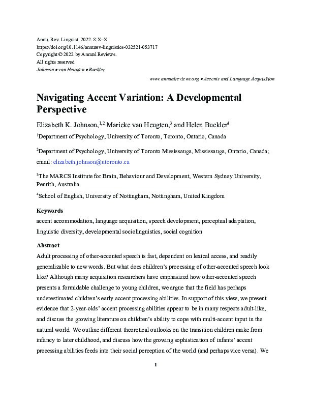 Navigating Accent Variation: A Developmental Perspective Thumbnail