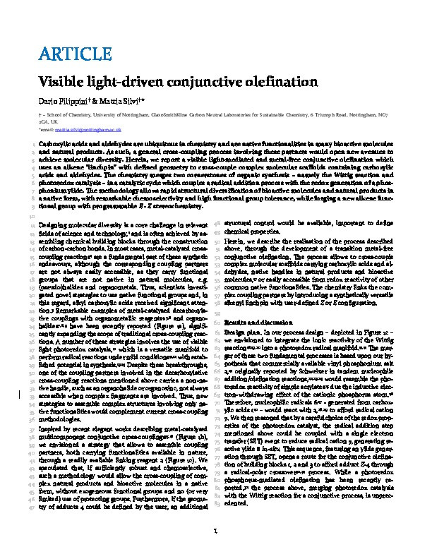 Visible light-driven conjunctive olefination Thumbnail