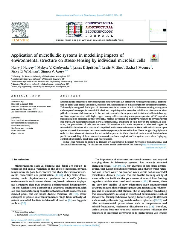 Application of microfluidic systems in modelling impacts of environmental structure on stress-sensing by individual microbial cells Thumbnail