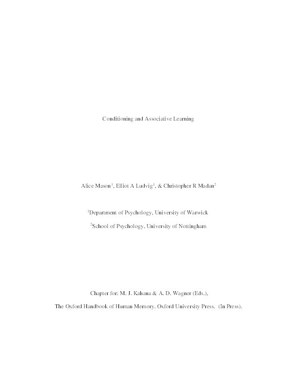 Conditioning and Associative Learning Thumbnail