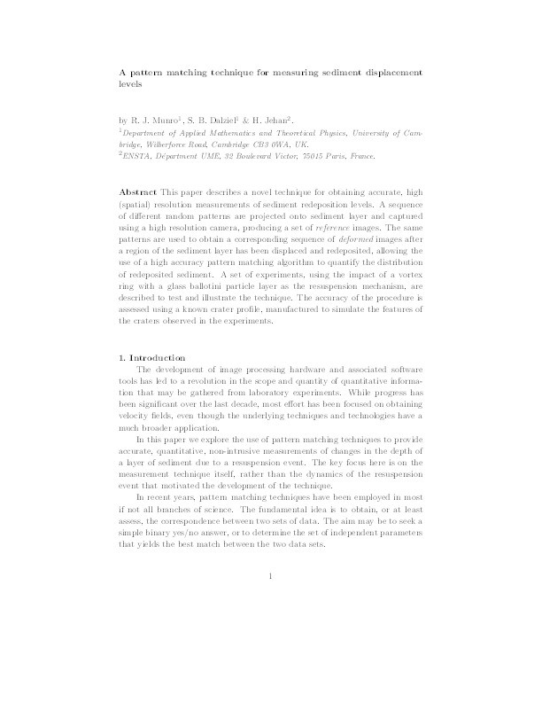 A pattern matching technique for measuring sediment displacement levels Thumbnail