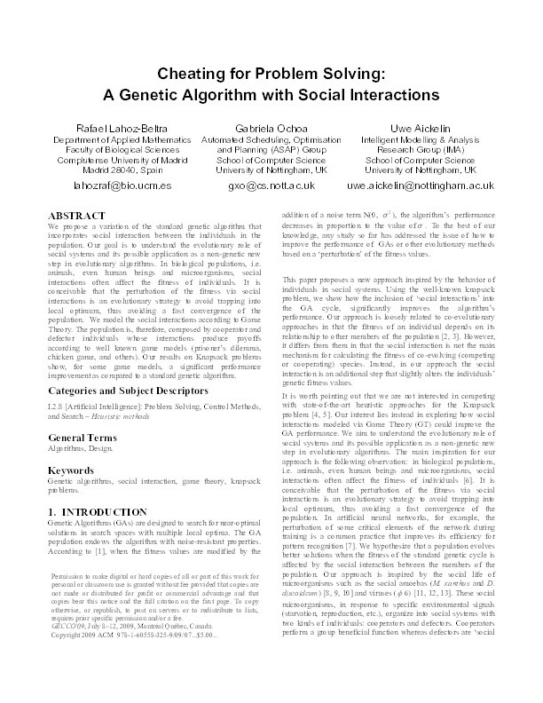Cheating for problem solving: a genetic algorithm with social interactions Thumbnail