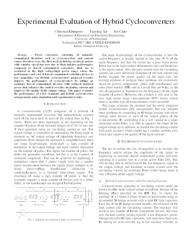 Experimental evaluation of hybrid cycloconverters Thumbnail