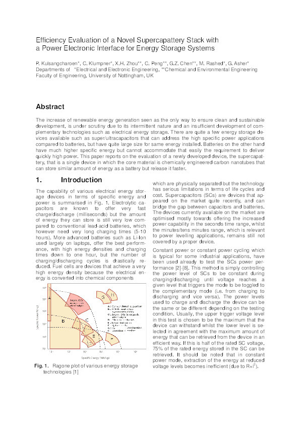 Efficiency evaluation of a novel supercapattery stack with a power electronic interface for energy storage systems Thumbnail