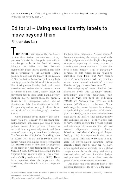 Editorial – Using sexual identity labels to move beyond them Thumbnail
