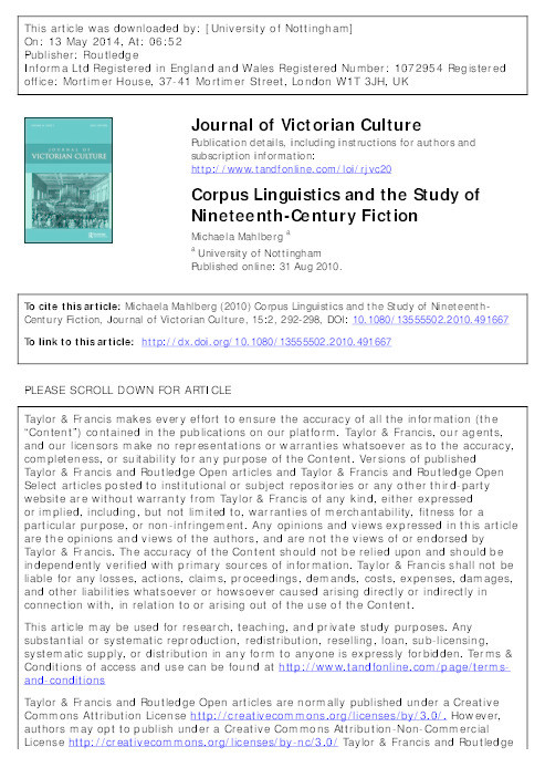 Corpus linguistics and the study of nineteenth-century fiction Thumbnail