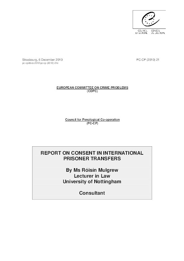 Report on consent in international prisoner transfers Thumbnail