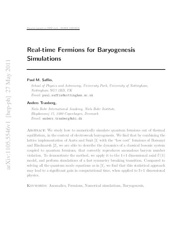 Real-time fermions for baryogenesis simulations Thumbnail