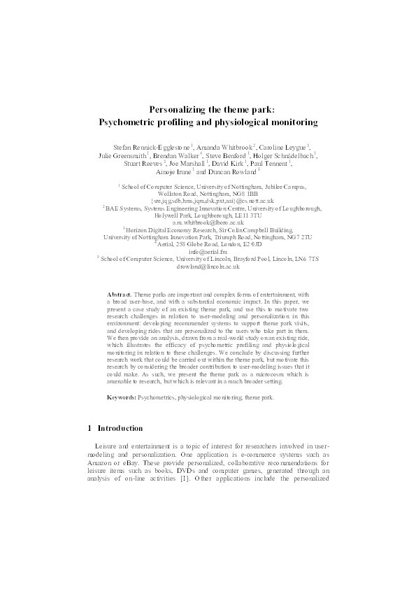 Personalizing the theme park: psychometric profiling and physiological monitoring Thumbnail