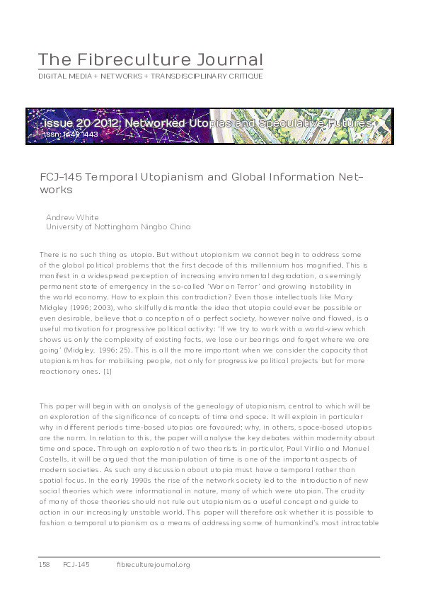 Temporal utopianism and global information networks Thumbnail