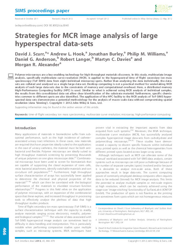 Strategies for MCR image analysis of large hyperspectral data-sets Thumbnail