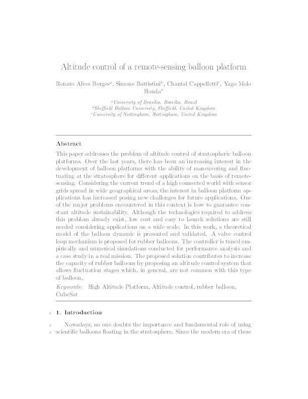 Altitude control of a remote-sensing balloon platform Thumbnail