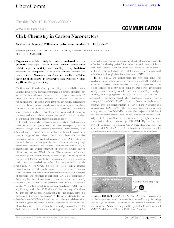 Click chemistry in carbon nanoreactors Thumbnail