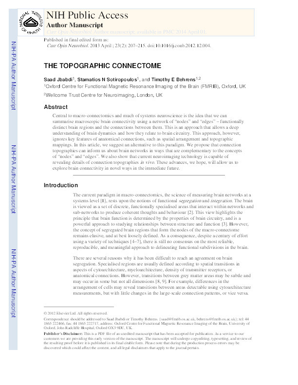The topographic connectome Thumbnail