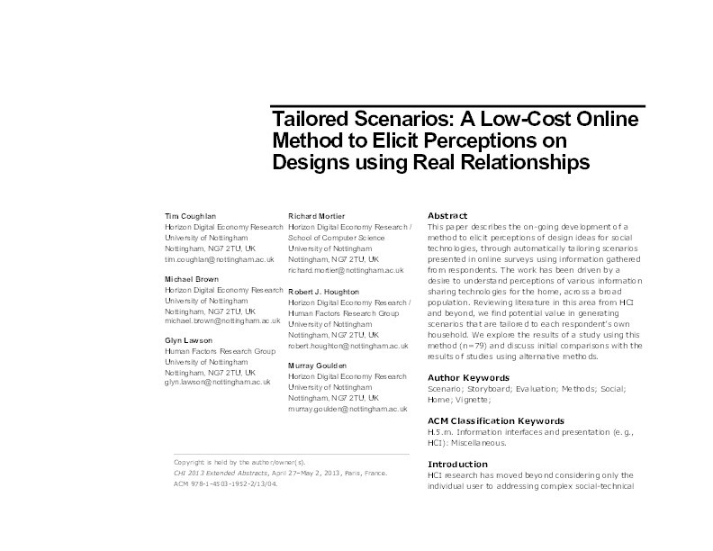 Tailored scenarios: a low-cost online method to elicit perceptions on designs using real relationships Thumbnail