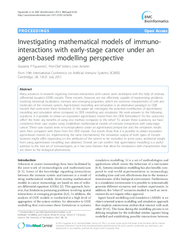 Investigating mathematical models of immuno-interactions with early-stage cancer under an agent-based modelling perspective Thumbnail