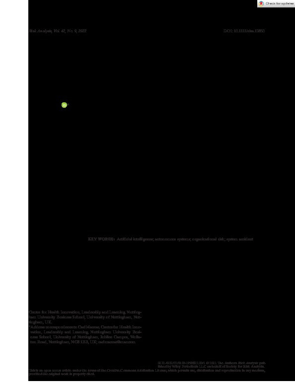 Learning from the failure of autonomous and intelligent systems: accidents, safety and sociotechnical sources of risk Thumbnail