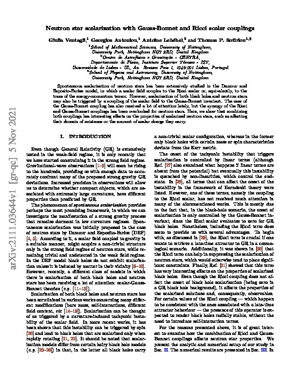 Neutron star scalarization with Gauss-Bonnet and Ricci scalar couplings Thumbnail