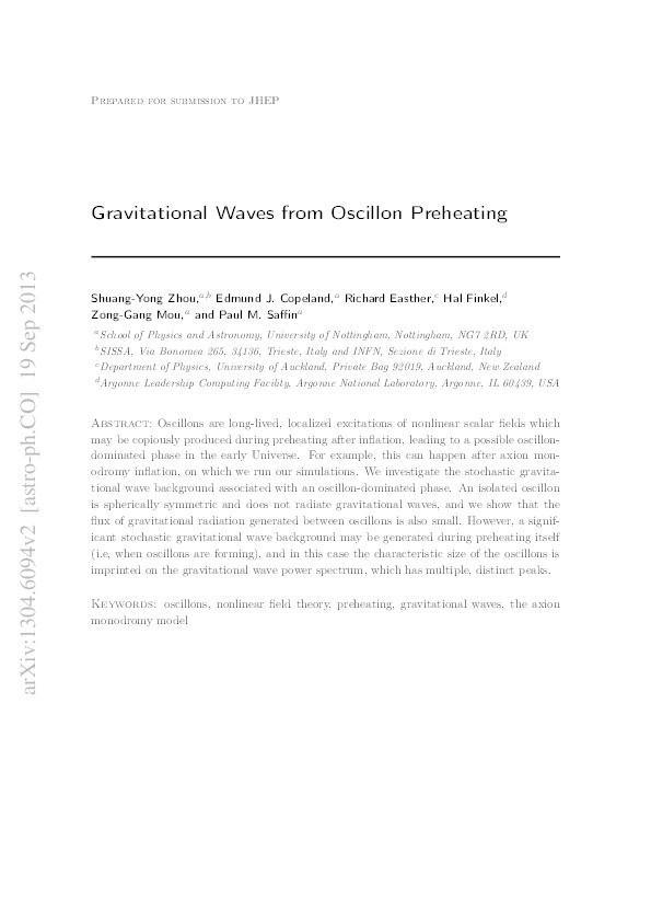 Gravitational waves from oscillon preheating Thumbnail