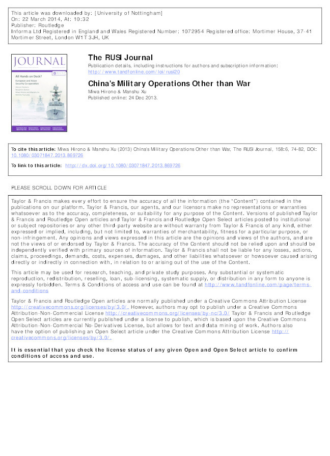 China's military operations other than war Thumbnail