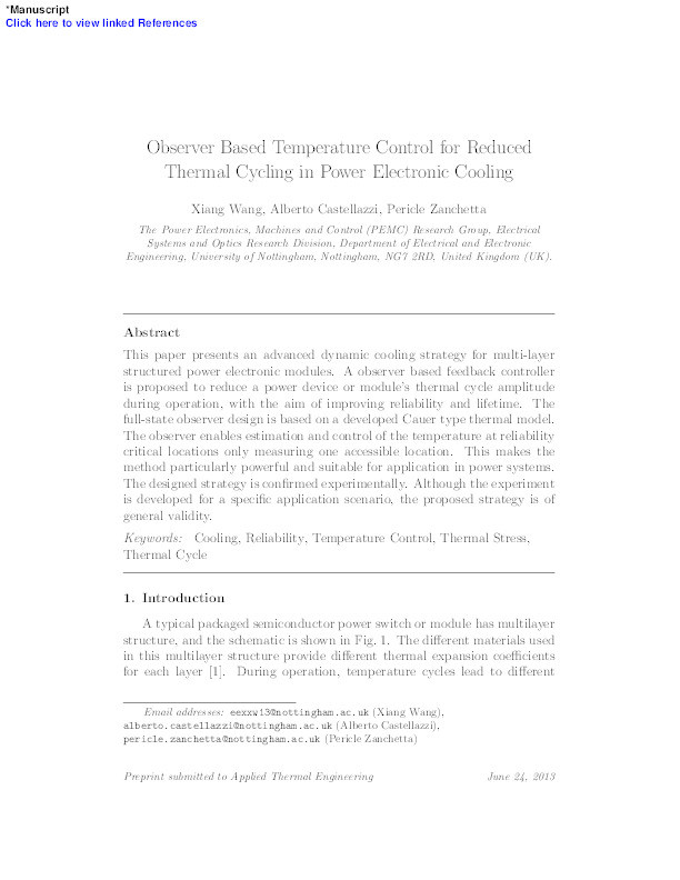 Observer based temperature control for reduced thermal cycling in power electronic cooling Thumbnail